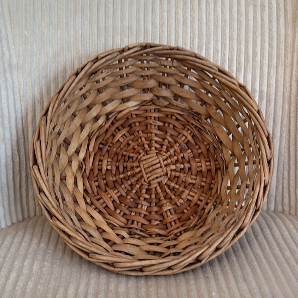 Brown Woven Basket Accent with Intricate Design